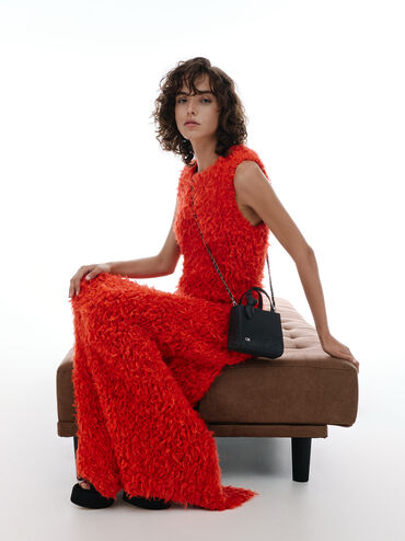 Mini Albany Leather Crystal-Embellished Knot-Bow Bag, Black, hi-res