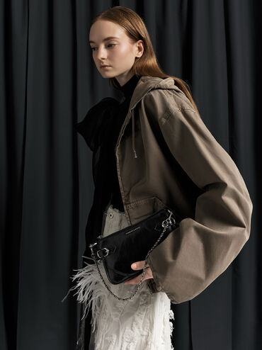 Antonella Chain-Strap Side-Buckle Crossbody Bag, Noir, hi-res