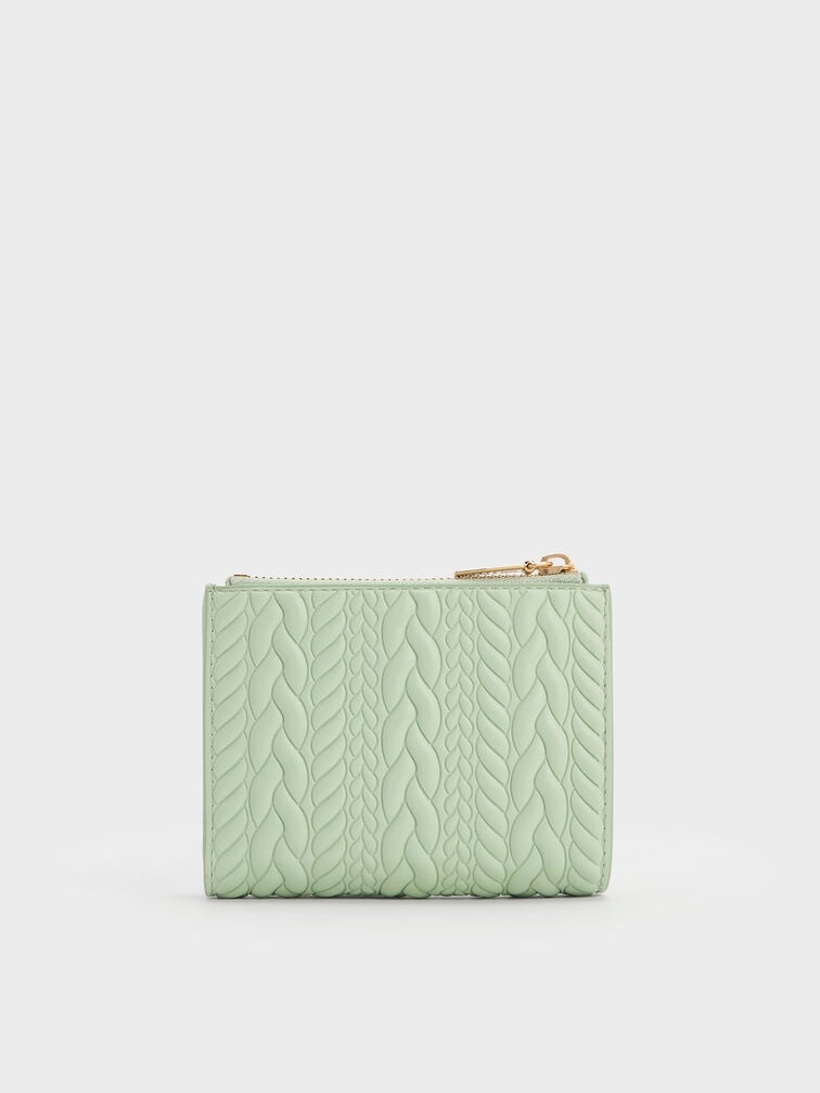 Apolline Textured Top-Zip Wallet, Mint Green, hi-res