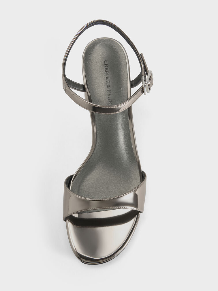 Betty Metallic Block-Heel Sandals, Pewter, hi-res