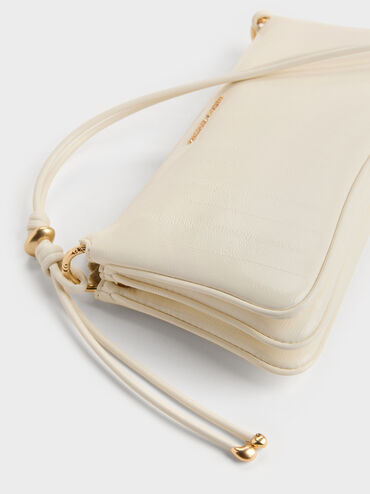 Augustine Eel-Effect Knotted-Strap Shoulder Bag, Cream, hi-res