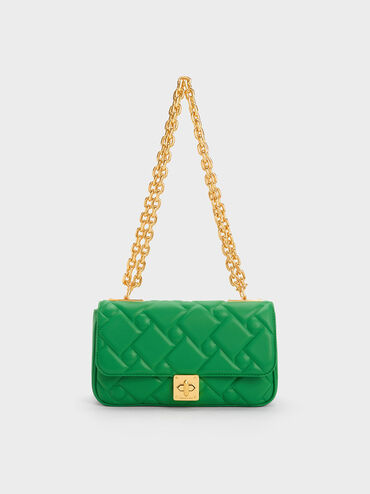 Tillie Quilted Chain Bag, Green, hi-res