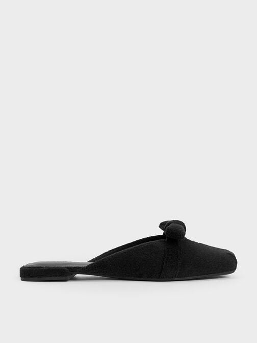 Loey Textured Knotted Mules, Black Textured, hi-res