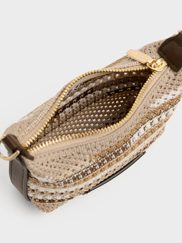 Micro Ida Multi-Stripe Knitted Bag, Multi Brown, hi-res