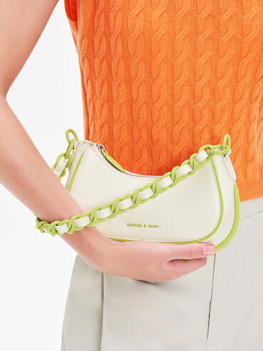 Alouette Curved Shoulder Bag, Cream, hi-res