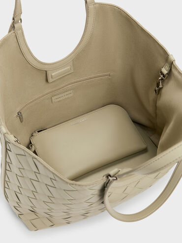 Ivette Woven Tote Bag, Pale Olive, hi-res