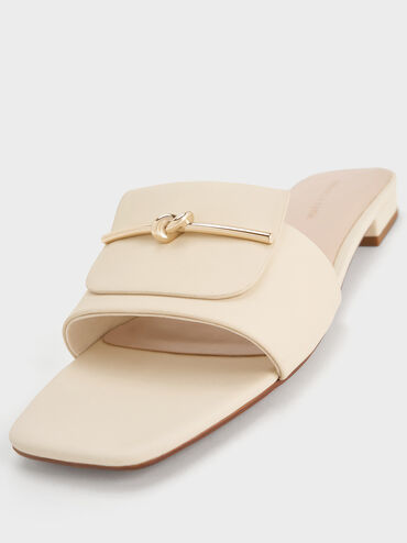 Knotted Accent Slide Sandals, Chalk, hi-res