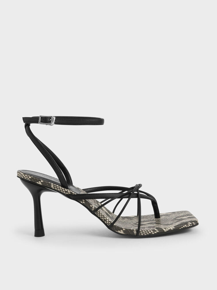 Snake-Print Ankle Strap Thong Sandals, Animal Print Natural, hi-res