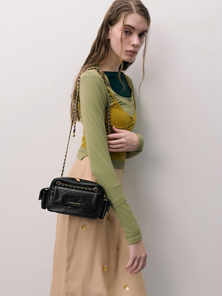 Duo Quilted Crossbody Bag, Black, hi-res