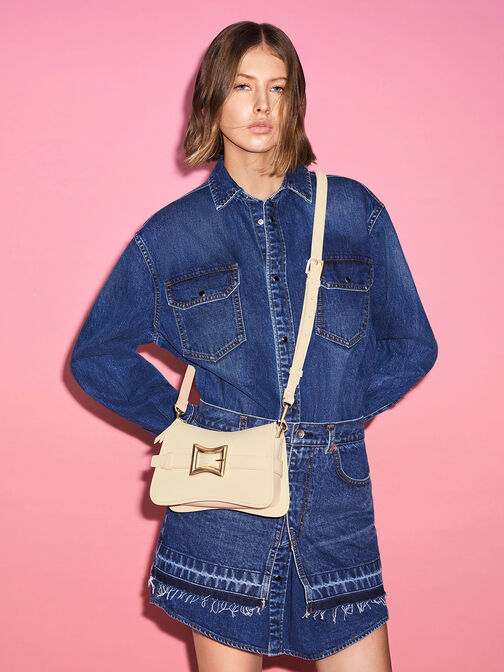 Xanthe Chunky Chain Shoulder Bag, Beige, hi-res