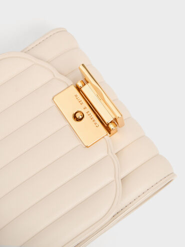 Astrid Panelled Small Wallet, Beige, hi-res