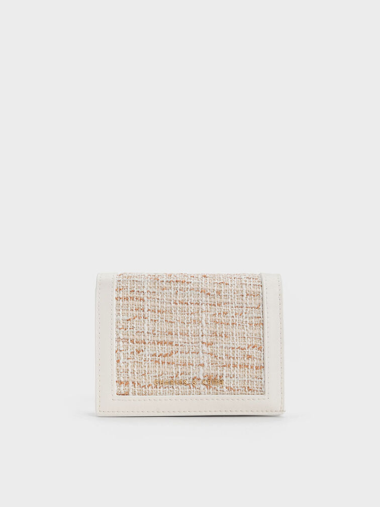 Micaela Tweed Card Holder, White, hi-res