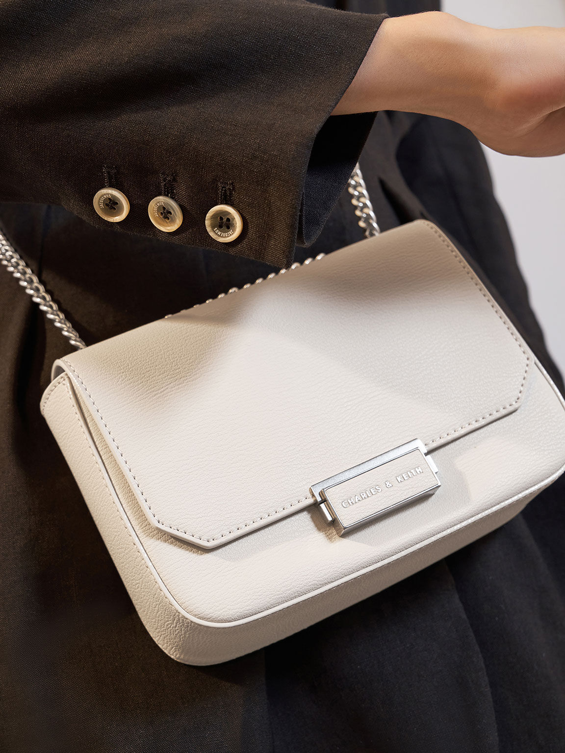 Light Grey Chain Strap Shoulder Bag CHARLES KEITH IN