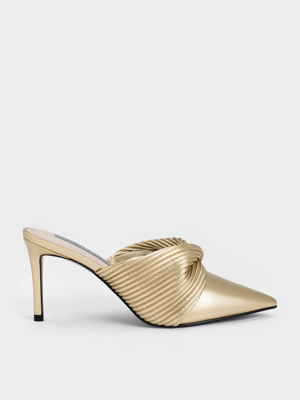 Gold clearance heeled mules