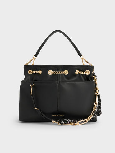 Addison Knotted-Rope Tote Bag, Black, hi-res