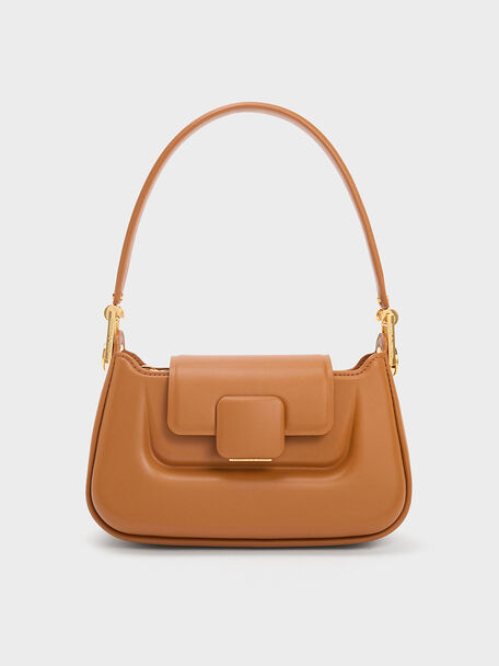 Koa Push-Lock Top Handle Bag, Chocolate, hi-res