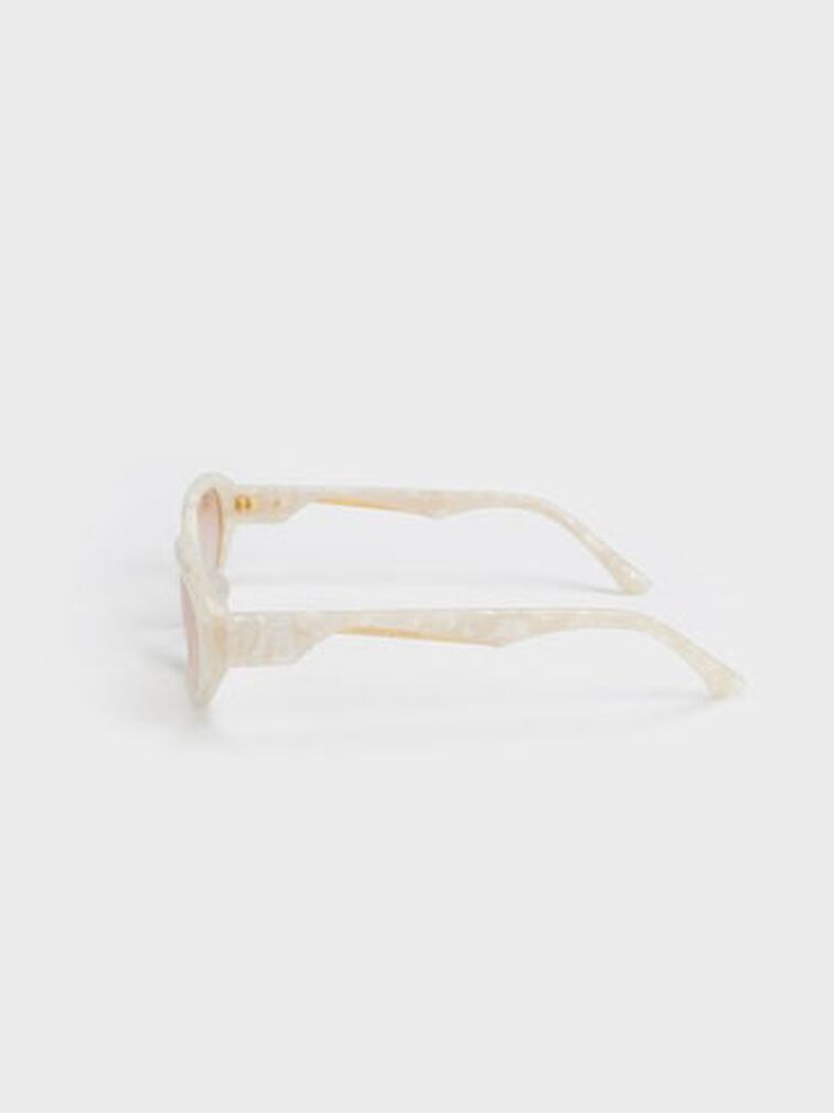 Acetate Oval Sunglasses, Cream, hi-res