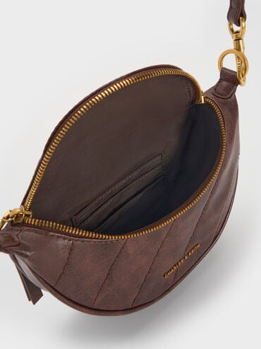 Philomena Half-Moon Crossbody Bag, Distressed Coffee, hi-res