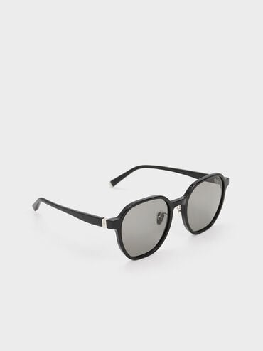 Square Recycled Acetate Sunglasses, Black, hi-res