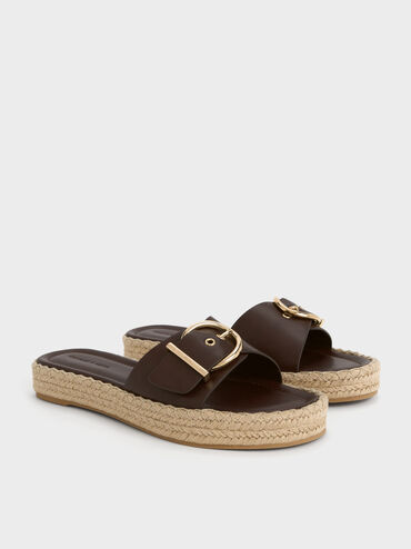 Kaida Buckled Espadrille Sandals, Maroon, hi-res