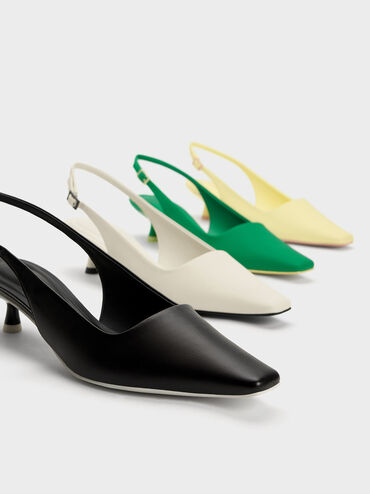 Vita Square-Toe Slingback Pumps, Black, hi-res