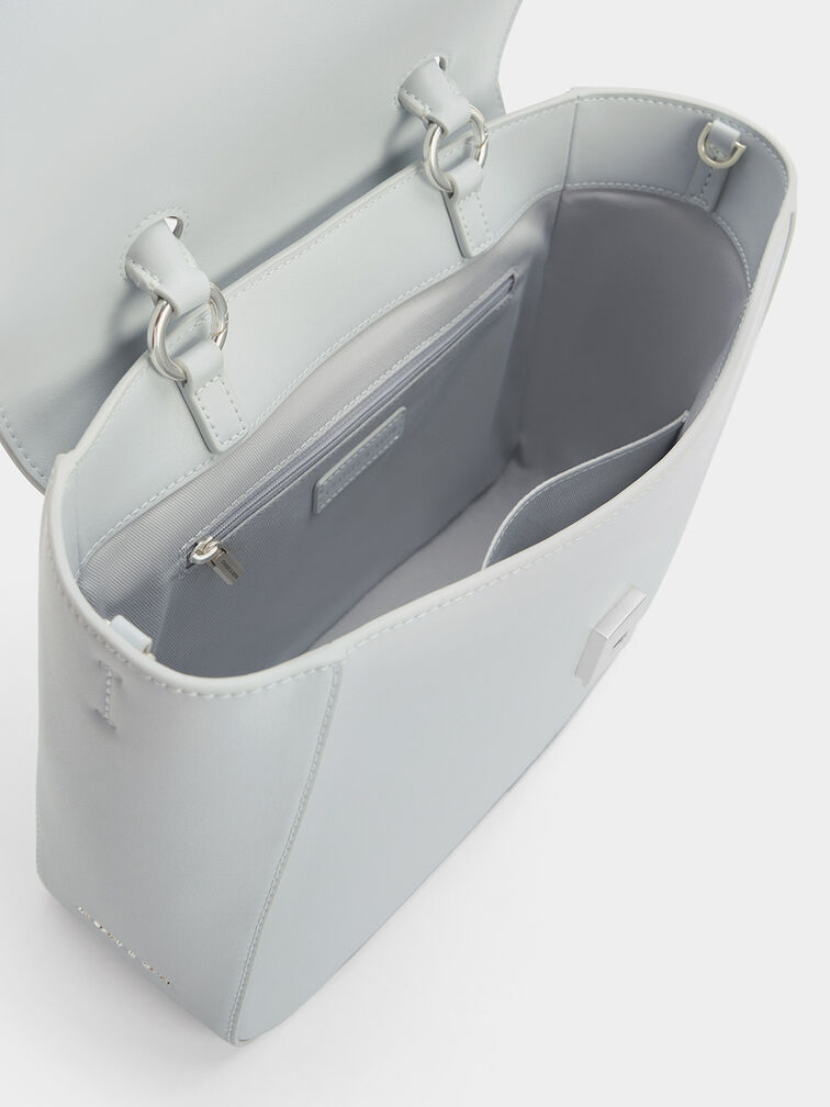 Arley Scarf-Wrapped Top Handle Bag, Light Grey, hi-res