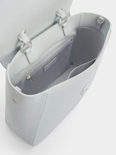 Arley Scarf-Wrapped Top Handle Bag, Light Grey, hi-res