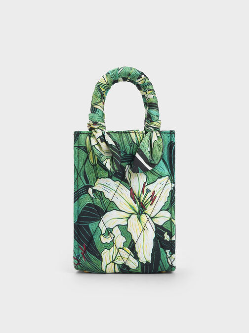 Botanical Print Fabric Tote Bag, Green, hi-res