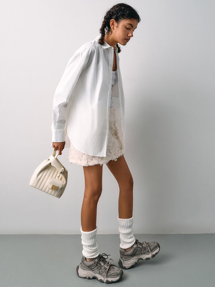 Donna Crinkle-Effect Tote Bag, Cream, hi-res