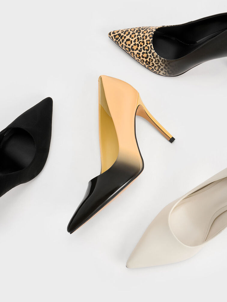 Two-Tone Stiletto Heel Pumps, Dark Grey, hi-res