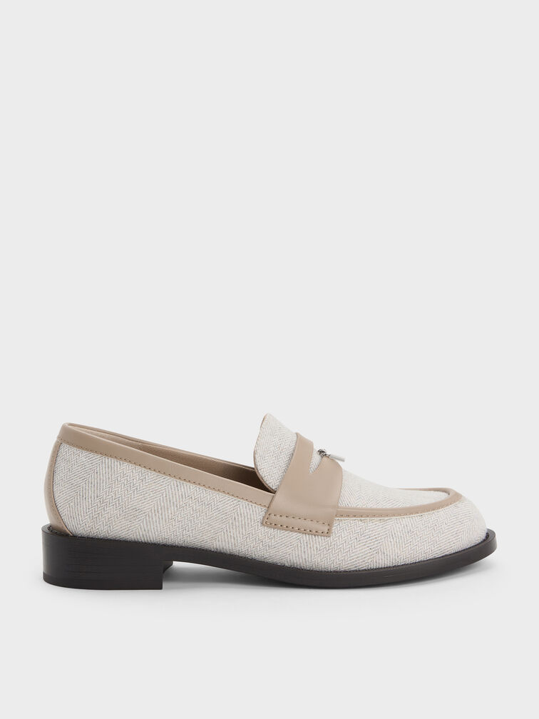 Griselda Two-Tone Loafers, Light Grey, hi-res