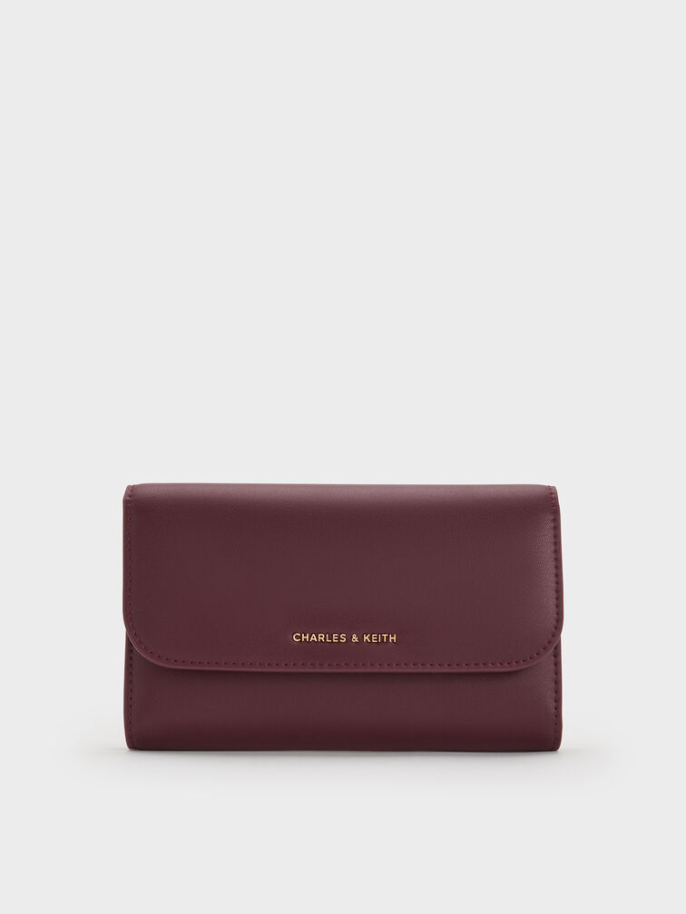 Octavia Front Flap Long Wallet, Wineberry Red, hi-res
