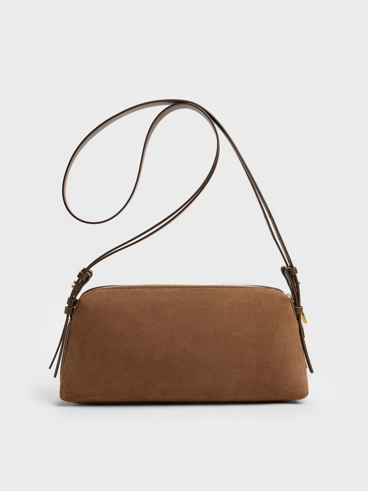 Deyna Recycled Suede Double-Strap Shoulder Bag, Mocha Brown, hi-res