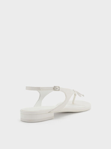 Bow Slingback Thong Sandals, White, hi-res