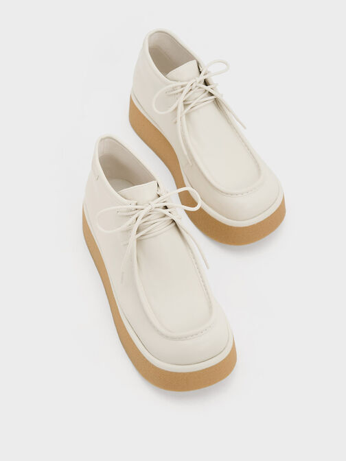 Molly Flatform Ankle Boots, Cream, hi-res