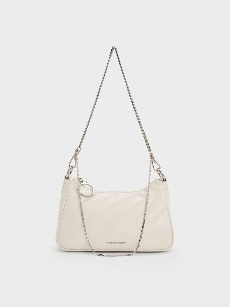 Philomena Crinkle-Effect Chain-Strap Crossbody Bag, Cream, hi-res
