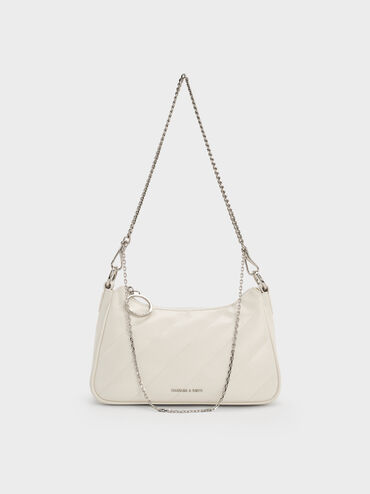 Philomena Crinkle-Effect Chain-Strap Crossbody Bag, Cream, hi-res