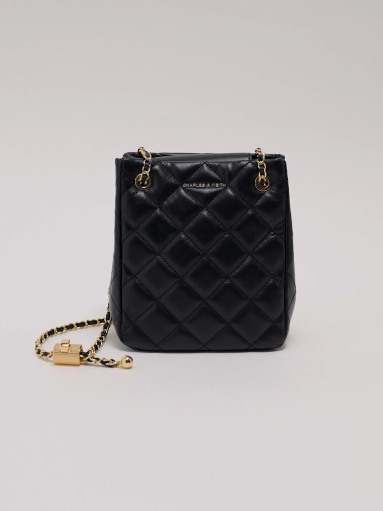 Alva Quilted Braided-Strap Shoulder Bag, Black, hi-res