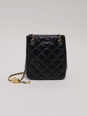 Alva Quilted Braided-Strap Shoulder Bag, Black, hi-res