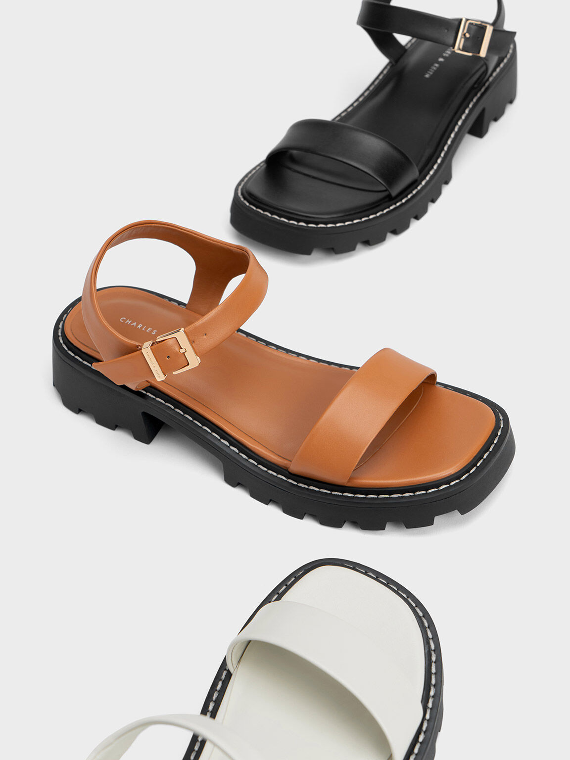 Chunky sole black sandals deals