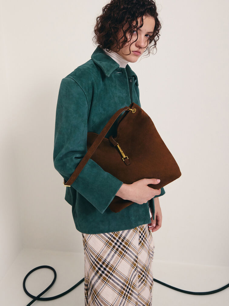 Cesia Metallic-Accent Tote Bag, Pecan Brown, hi-res