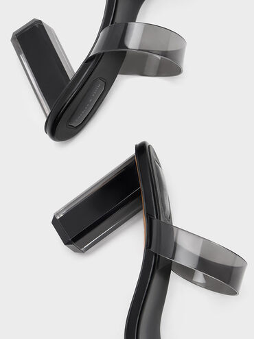 Fia Geometric Heel Mules, Black, hi-res