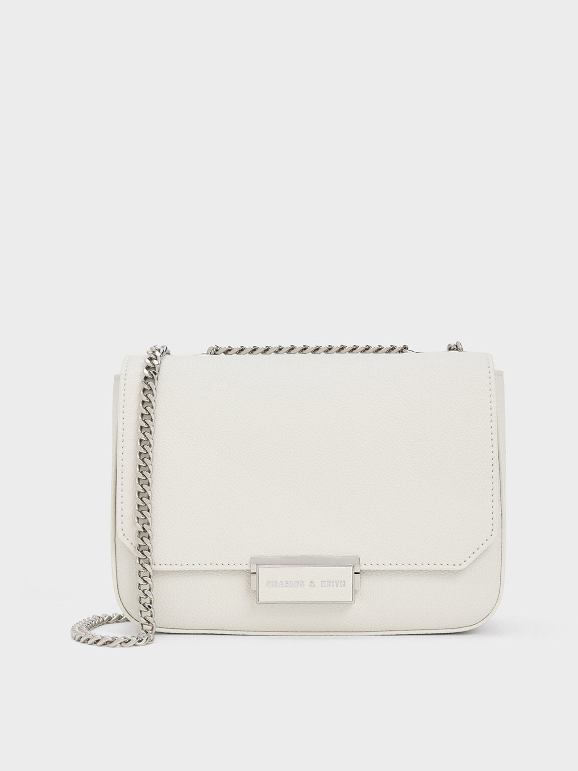 White Mini Sue Chain Strap Shoulder Bag CHARLES KEITH IN