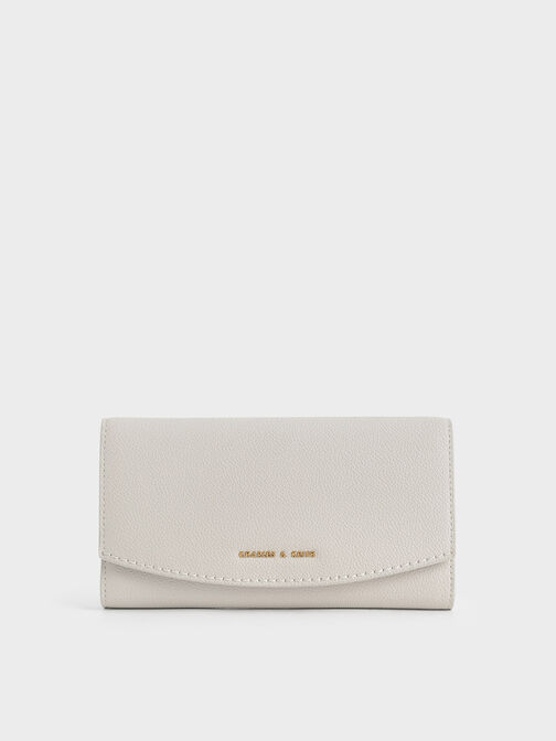 Briony Curved Flap Long Wallet, Light Grey, hi-res