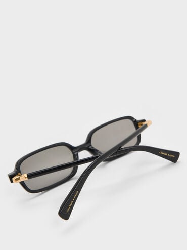 Bree Recycled Acetate Rectangular Sunglasses, Black, hi-res