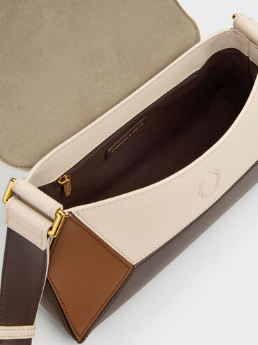 Nasrin Colourblock Geometric Shoulder Bag, Multi Brown, hi-res