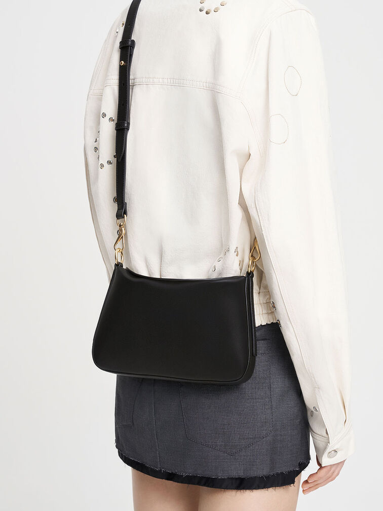 Catena Chain-Handle Bag, Black, hi-res