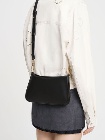 Catena Chain-Handle Bag, Black, hi-res