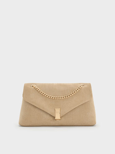 Lilibet Recycled Suede Chain-Strap Bag, Nutmeg Beige, hi-res