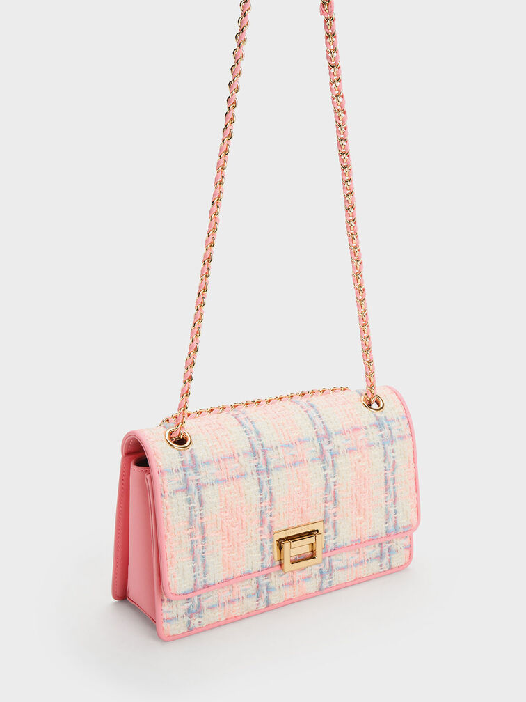 Everline Tweed Braided-Strap Shoulder Bag, Pink, hi-res